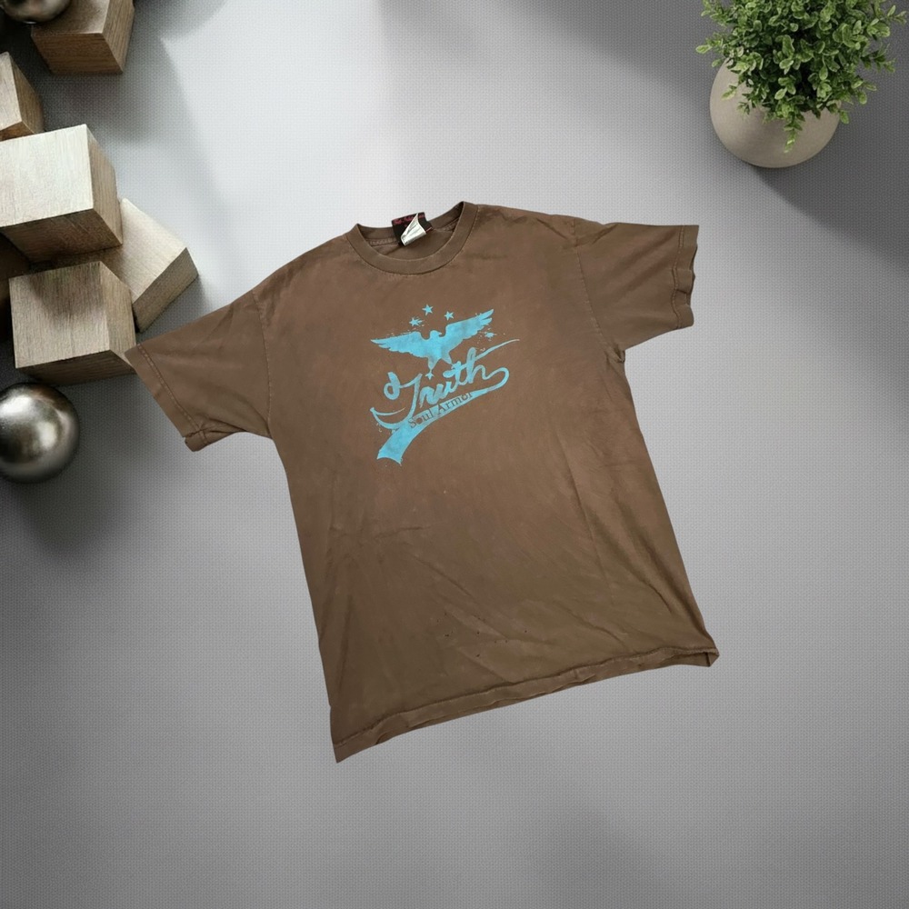 Vintage Truth Soul Armor Graphic T-Shirt Brown Blue Eagle Y2K Skater Grunge M